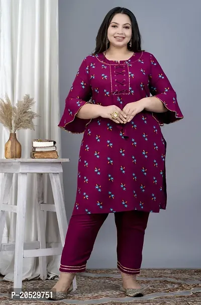 Stylish A-Line Purple Viscose Rayon Kurta Set For Women