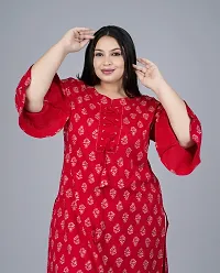 Elegant Red Printed Viscose Rayon Straight Kurta For Women-thumb1