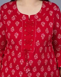 Elegant Red Printed Viscose Rayon Straight Kurta For Women-thumb2