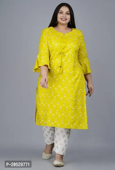 Stylish A-Line Yellow Viscose Rayon Kurta Set For Women