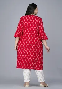 Elegant Red Printed Viscose Rayon Straight Kurta For Women-thumb4