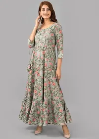 Elegant Grey Embroidered Viscose Rayon Anarkali Kurta For Women-thumb3