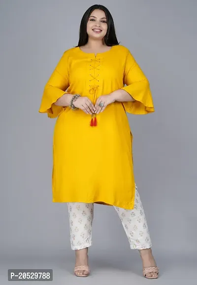 Stylish A-Line Yellow Viscose Rayon Kurta Set For Women