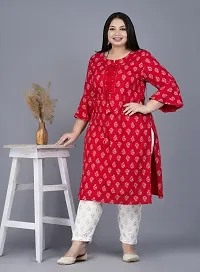 Elegant Red Printed Viscose Rayon Straight Kurta For Women-thumb3