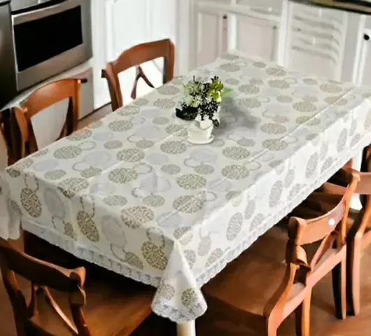 Kuber Industries Rangoli Printed PVC 6 Seater Dinning Table Cover 60""x90"" (Cream)