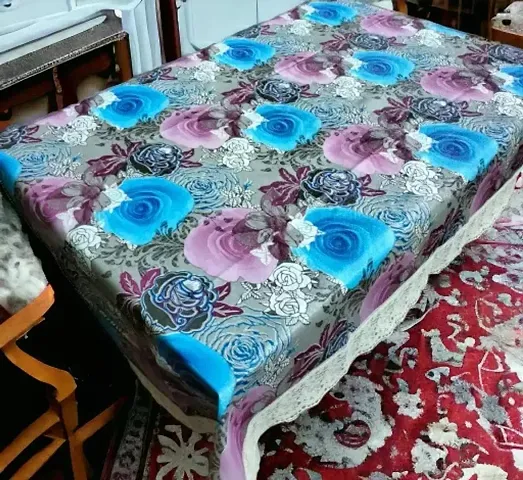 ROYAL - NEST ? Printed 2 to 4 Seater (40 INCH x 60 INCH) 3D Table Cover Self Design (Medium Size) Vatika, Purple Color
