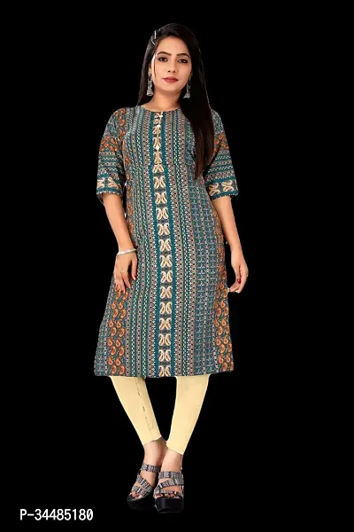 Alluring Crepe Printed Straight Stitched Kurta For Women-thumb0