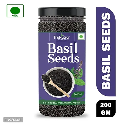 TruNutra_ Basil Seeds For Weight Loss Rich With Zinc  Iron 100% Natural Sabja/Tukmaria Diet Seed 200gm