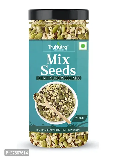 TruNutra_ 5 In 1 Mix Seeds | Loaded With Protein  Zinc | Mix Seeds For Weight Loss | Diet Seeds For Eating 200gm