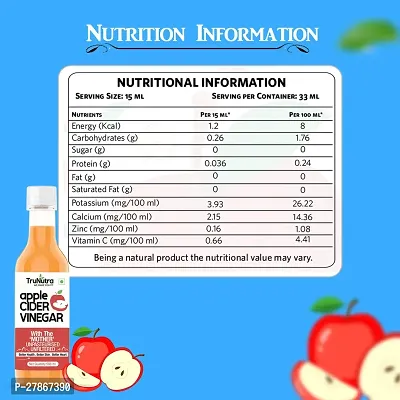 TruNutra_ Apple Cider Vinegar With Mother | 100% Natural  Unfiltered Acv | Boost Digestion  Gut Health 500ml-thumb3