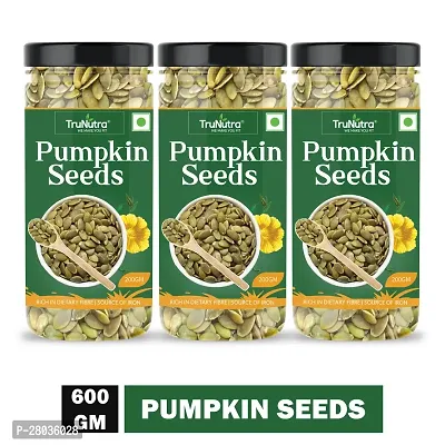 TruNutra_ Pumpkin Seeds For Eating | Fiber  Zinc Rich Raw Diet Snack | Immunity Booster 100% Natural  Dairy Free Seed 600gm (Each 200g)