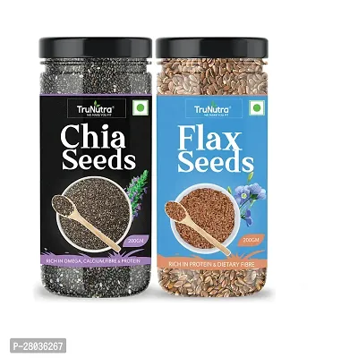 TruNuta_ Chia  Flax Seeds Combo | For Weight Loss  Manage Healthy Heart | 100% Natural  Non-GMO Diet Seeds 400gm (Each 200g)