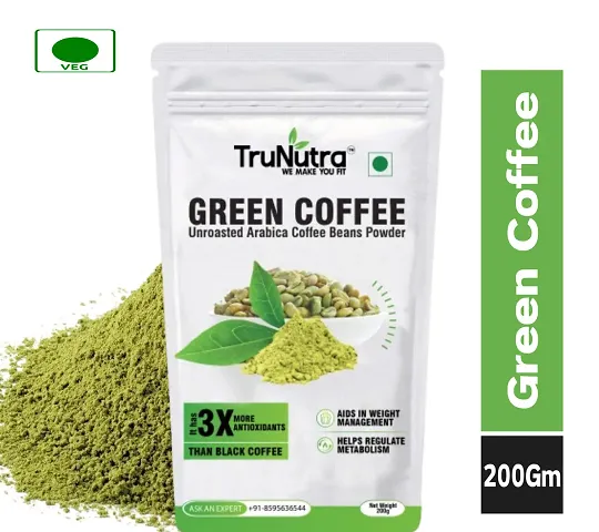 TruNutra_ Green Coffee Powder | Rich With 100% Natural Chlorogenic | Weight Loss Management Instant Coffee 200gm