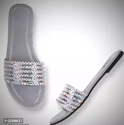 Elegant Grey Mesh Self Design Fashion Sandals For Women-thumb0