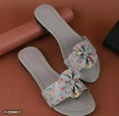 Elegant Grey Mesh Self Design Fashion Sandals For Women-thumb0