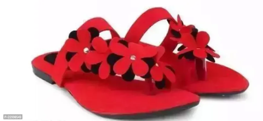 Elegant Red Mesh Self Design Fashion Sandals For Women-thumb0
