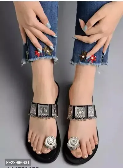 Elegant Black Mesh Self Design Fashion Sandals For Women