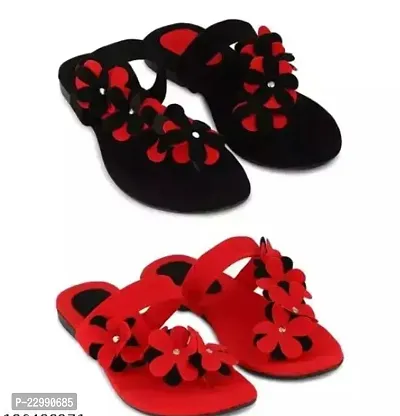 Elegant Multicoloured Mesh Self Design Fashion Sandals For Women Pair Of 2-thumb0