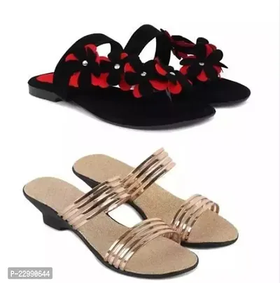 Elegant Multicoloured Mesh Self Design Fashion Sandals For Women Pair Of 2