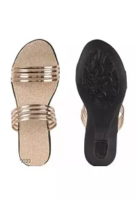 Elegant Beige Mesh Self Design Fashion Sandals For Women-thumb1