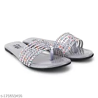 Elegant Grey Mesh Self Design Fashion Sandals For Women-thumb2