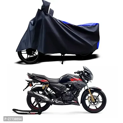 SWISSBELLTVS Apache RTR 165 RP Two Wheeler Motercycle Bike and Scooty  Cover  Premium Quality  190T Fabric_Black  Blue Strip