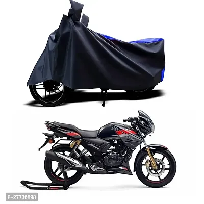 SWISSBELLTVS Apache RTR 200 Fi E100 Two Wheeler Motercycle Bike and Scooty  Cover  Premium Quality  190T Fabric_Black  Blue Strip