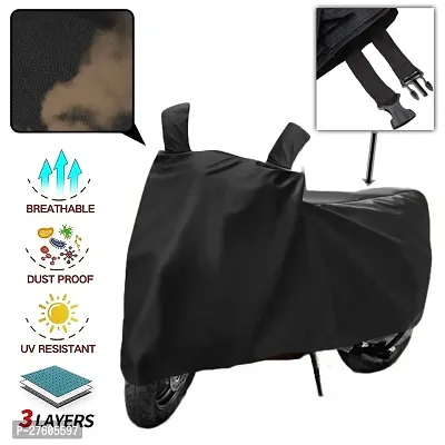 SWISSBELLEvolet Pony BS6 Two Wheeler Motercycle Bike and Scooty  Cover  Premium 190T Fabric_Black-thumb2