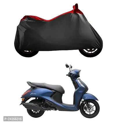 Two WheelerBike Cover for Yamaha Fascino 125 Hybrid New SCOOTY Bike Cover  Nonwoven  Fabric(Red and Black)