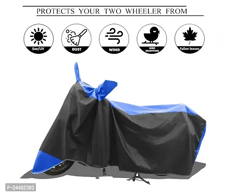 Dust  Water Resistant Bike Body Cover with UV Protection/Side Mirror Pockets Black  Blue Stripe for Honda SP 125-thumb4