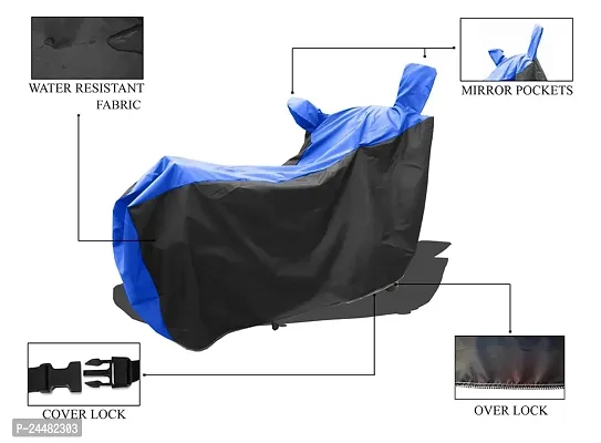 Dust  Water Resistant Bike Body Cover with UV Protection/Side Mirror Pockets Black  Blue Stripe for Honda SP 125-thumb5