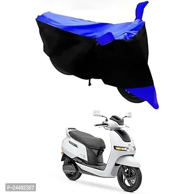 Dust  Water Resistant Bike Body Cover with UV Protection/Side Mirror Pockets Black  Blue Stripe for TVS iQube