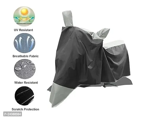 Scooty Bike Cover Compatible with TVS Heavy Duty Super XL Models Semi Waterproof All Weather Cover (Grey)-thumb2