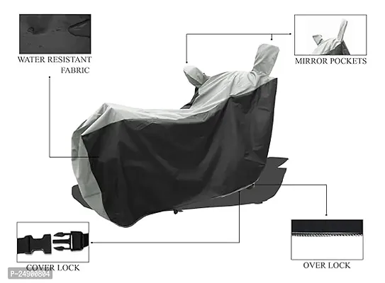Scooty Bike Cover Compatible with TVS Heavy Duty Super XL Models Semi Waterproof All Weather Cover (Grey)-thumb5