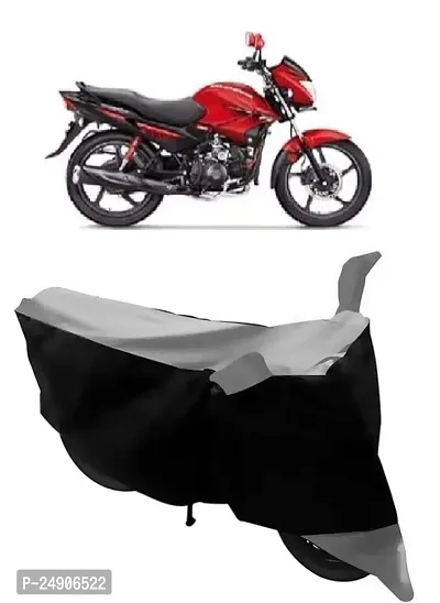 WaterResistant Bike/Scooty Cover for Hero Glamour FI Polyester Fabric_Grey
