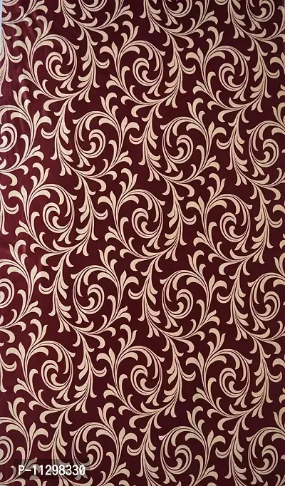 POLARTAINS Premium Eyelet Fancy Floral Printed Polyester Curtains Set of 2 for Door Maroon (7 Feet)-thumb4