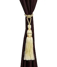 POLARTAINS Polyester Curtain Moti Dana Tie Back Home Decorative Tassel Rope Tiebacks for Home Room Kitchen Door Window Set of 6, Cream-thumb1