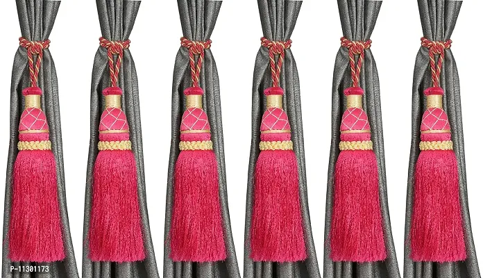 POLARTAINS Polyester Curtain Tie Back Home Decorative Tassel Rope Tiebacks for Home Room Kitchen Door Window Set of 6, Peach-thumb0