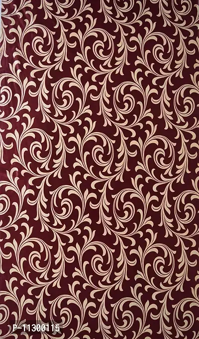 POLARTAINS Premium Eyelet Fancy Floral Printed Polyester Curtains Set of 2 for Door Maroon (8 Feet)-thumb4