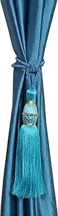 POLARTAINS Polyester Curtain Moti Dana Tie Back Home Decorative Tassel Rope Tiebacks for Home Room Kitchen Door Window Set of 6, Aqua-thumb1