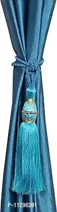 POLARTAINS Polyester Curtain Moti Dana Tie Back Home Decorative Tassel Rope Tiebacks for Home Room Kitchen Door Window Set of 6, Aqua-thumb2