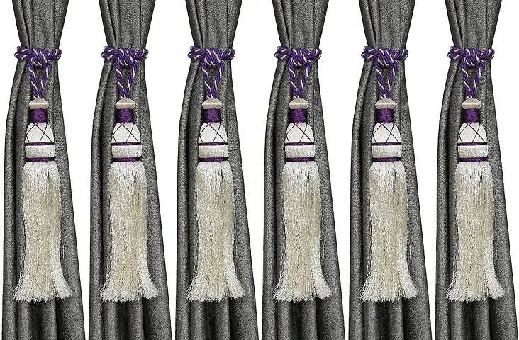 Curtain Tie-Back Polyester Tassel (Purple) Pack of 6