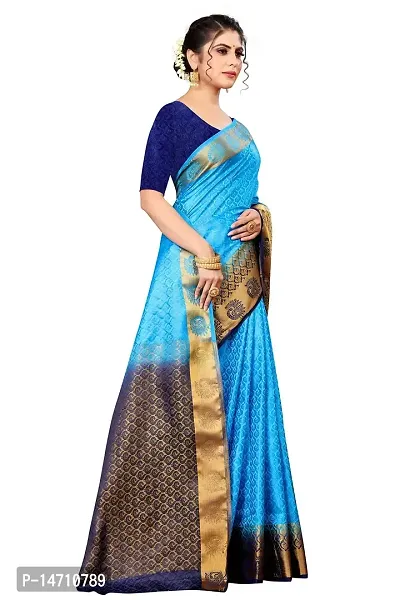 SRI SAI Woman's Solid Silk Festival Wear Light Weight And Adjustable Saree With Unstiched Blouse (S_F_251_Cream 2)-thumb3