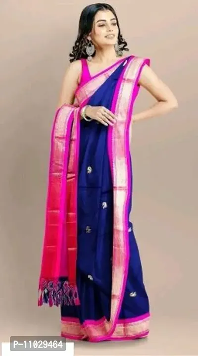 Beautiful Cotton Silk Saree With Blouse Piece For Women-thumb0