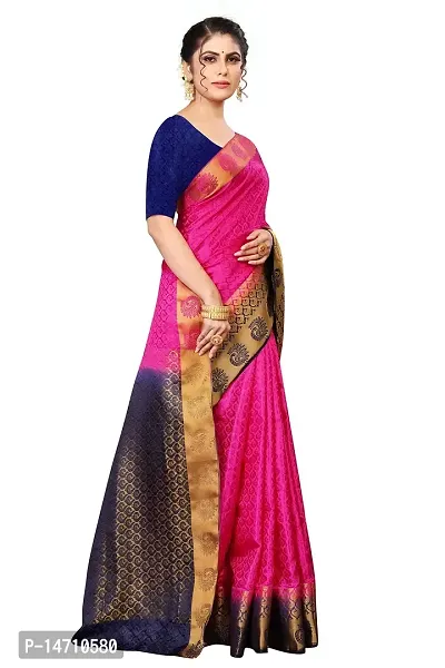 SRI SAI Woman's Solid Silk Festival Wear Light Weight And Adjustable Saree With Unstiched Blouse (S_F_250_Sky Blue 4)-thumb3