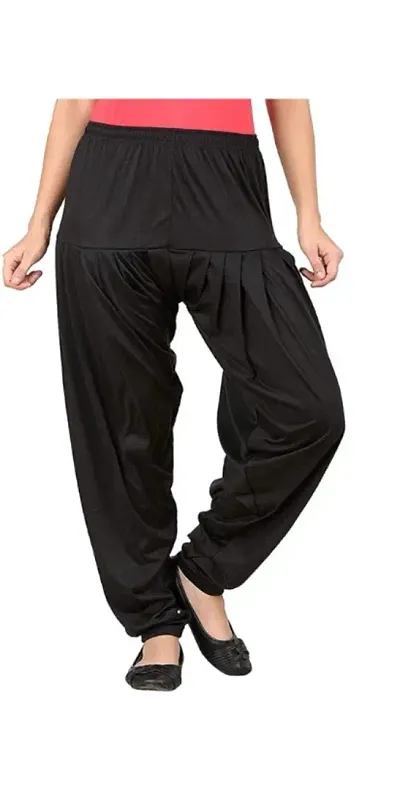 Kavmart FALTU WEAR Viscose Lycra Dhoti Patiyala Salwar Harem Bottoms Pants for Womens (Black)