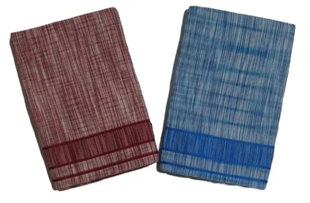 Classic Cotton Solid Dhotis for Men, Pack of 2, 2.2MTR