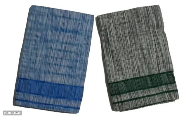 Classic Cotton Solid Dhotis for Men, Pack of 2, 2.2MTR-thumb0