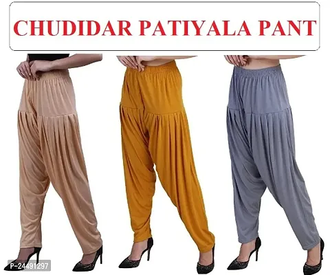 Elegant Multicoloured Viscose Casual Patiala Pant For Women Pack Of 3-thumb0