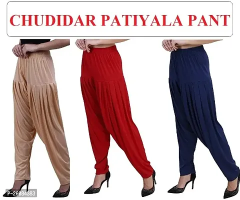 Classic Viscose Solid Patiala Salwars for Women, Pack of 3-thumb0